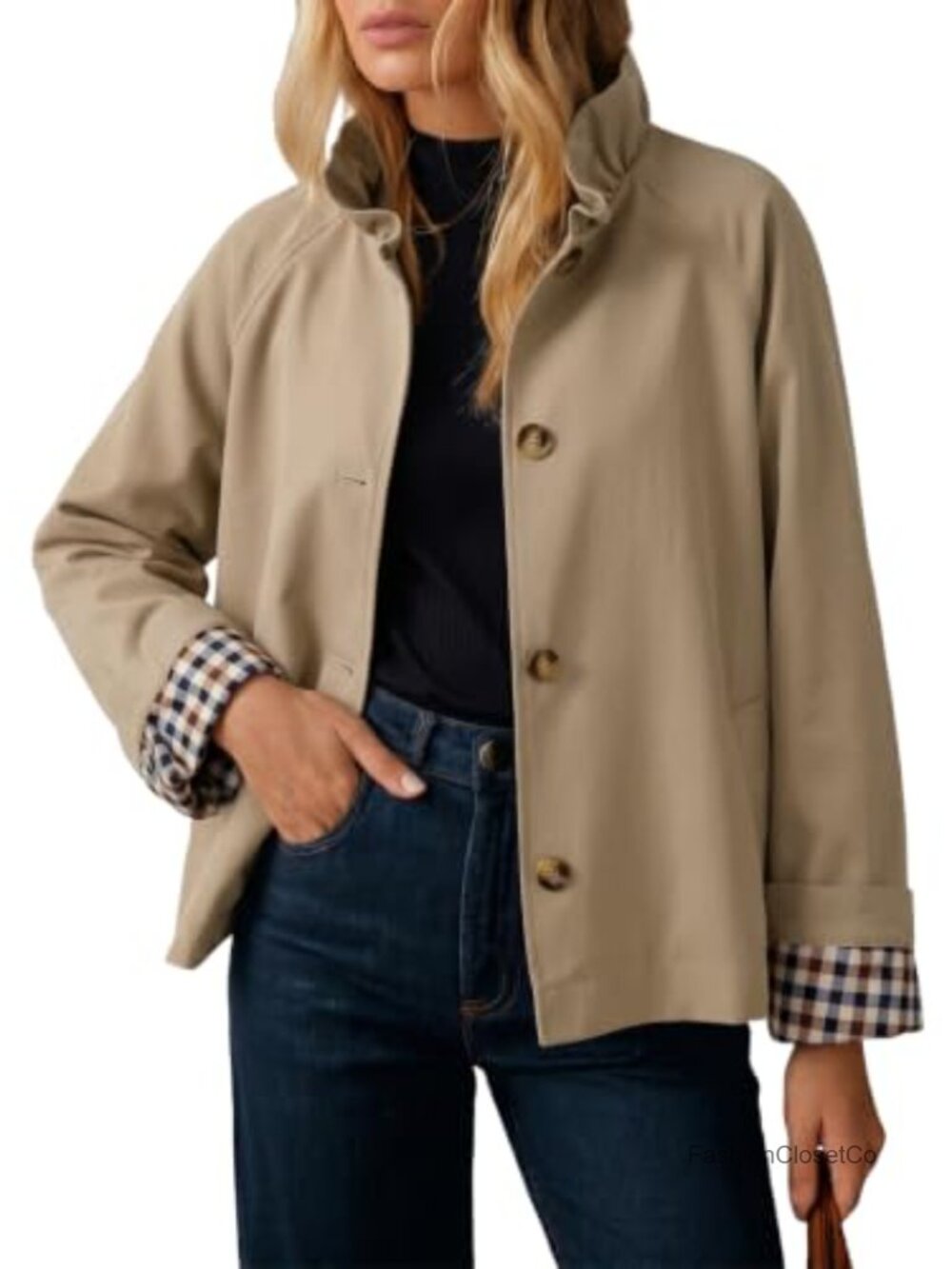 Women's Lightweight Trench Coat Single Breasted Long Sleeve Button Down Lapel